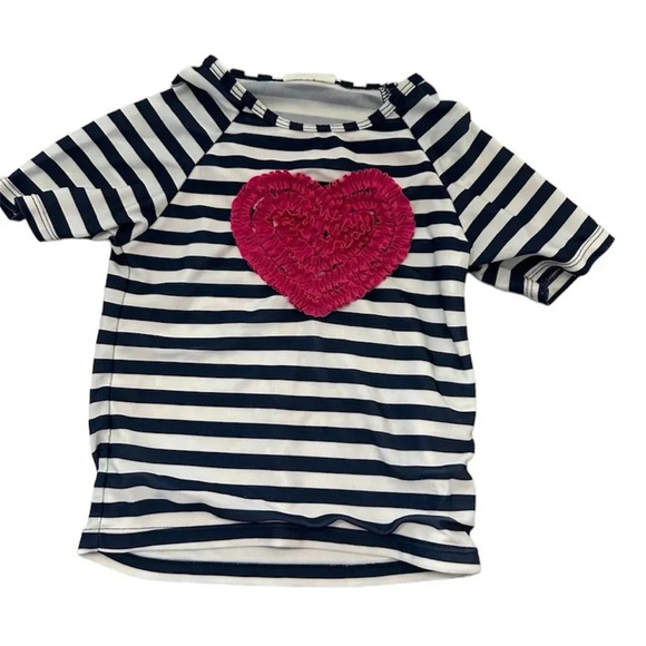 Crazy 8 Other - Crazy 8 Girl Toddler Short Sleeve Navy & White Stripe with Pink Heart Sz 4T GUC